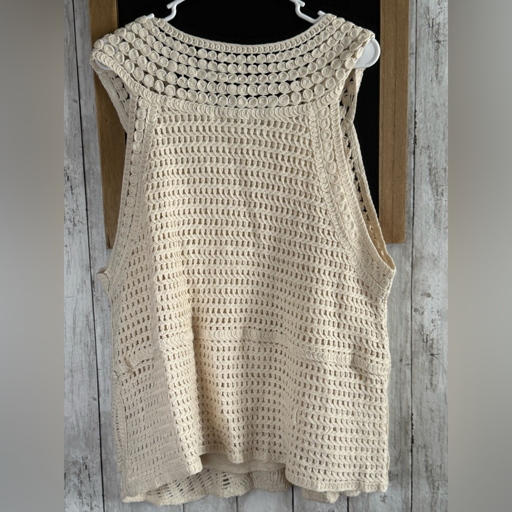NWOT Indigo Thread Co Women’s 2X Cream Lace Patterned Sculpted Sleeveless Top - Picture 2 of 4